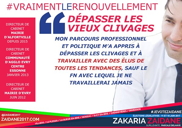 zaidane2017's tweet photo. #circo9404 #legislatives2017 #VraimentLeRenouvellement avec @zakariazaidane dépasser les vieux clivage, travailler avec les talents #zz2017 https://t.co/l0U4cdGi9u