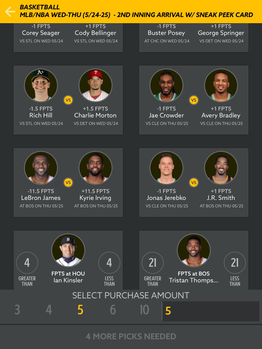 HotRoster's tweet photo. Lebron v Kyrie... Corey v Cody...who do you have!? #NBAPlayoffs2017 #CAVSvsCELTICS #MLB #DFS https://t.co/YG8P3Sygfy