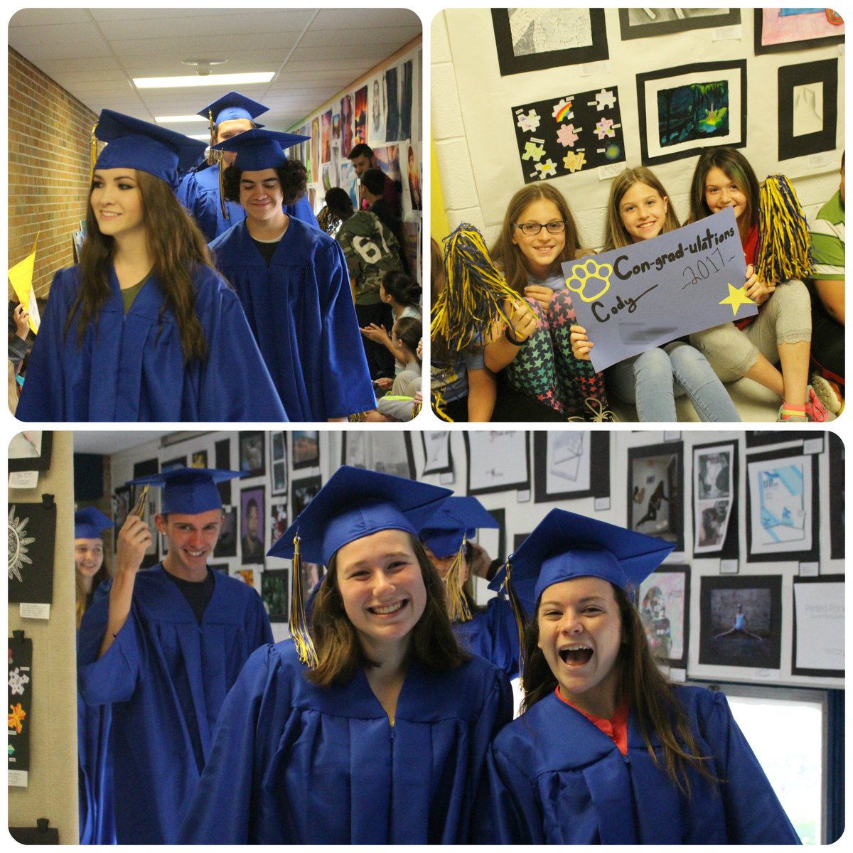AGCharter's tweet image. Seniors walked the halls today as the rest of the student body cheered them on with signs, pom poms, &amp;amp; congratulations!