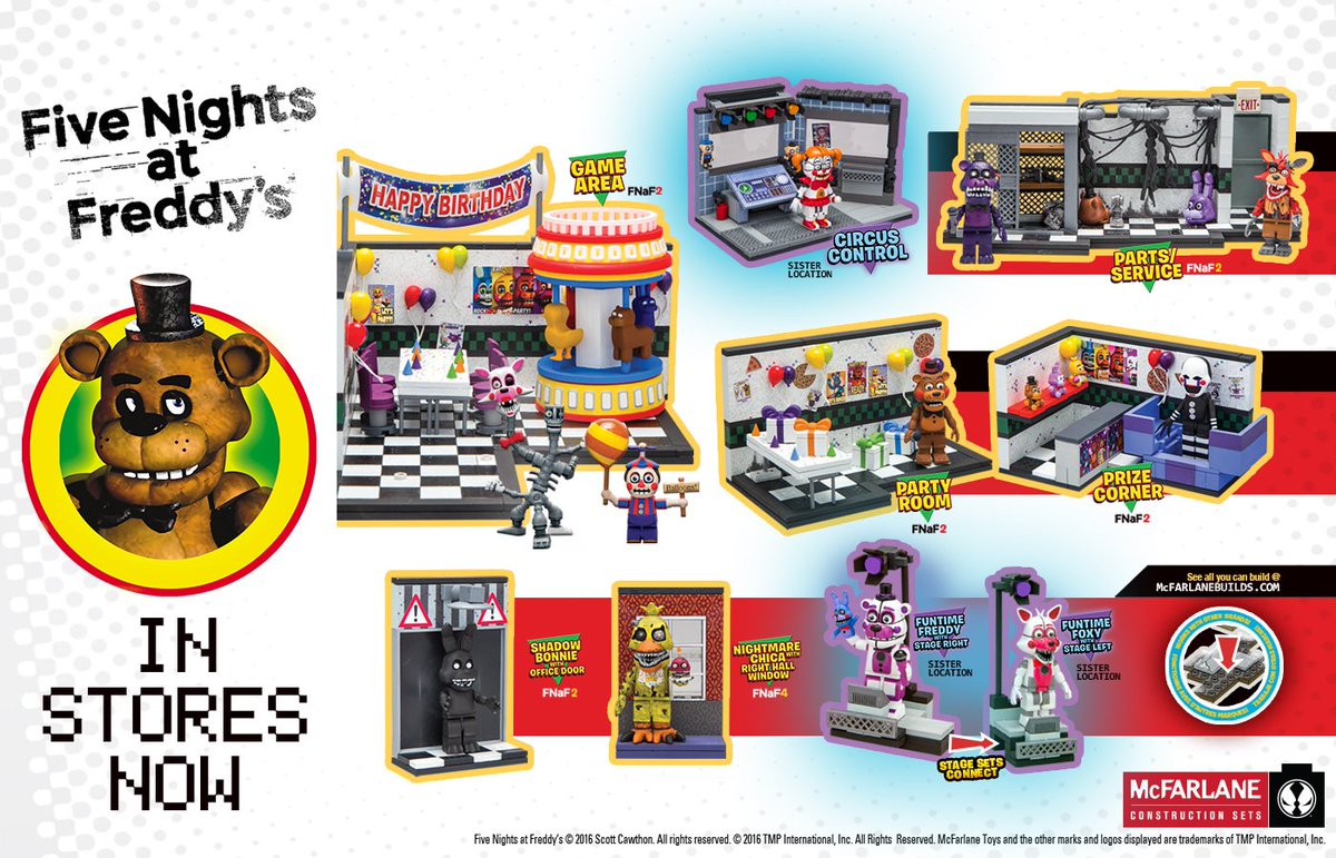 Todd_McFarlane's tweet photo. NEW #FNaF Construction Sets hitting stores! Details: https://t.co/Aicv52IQTJ #McFarlaneToys #McFarlaneBuilds https://t.co/qBPBo3m4OG