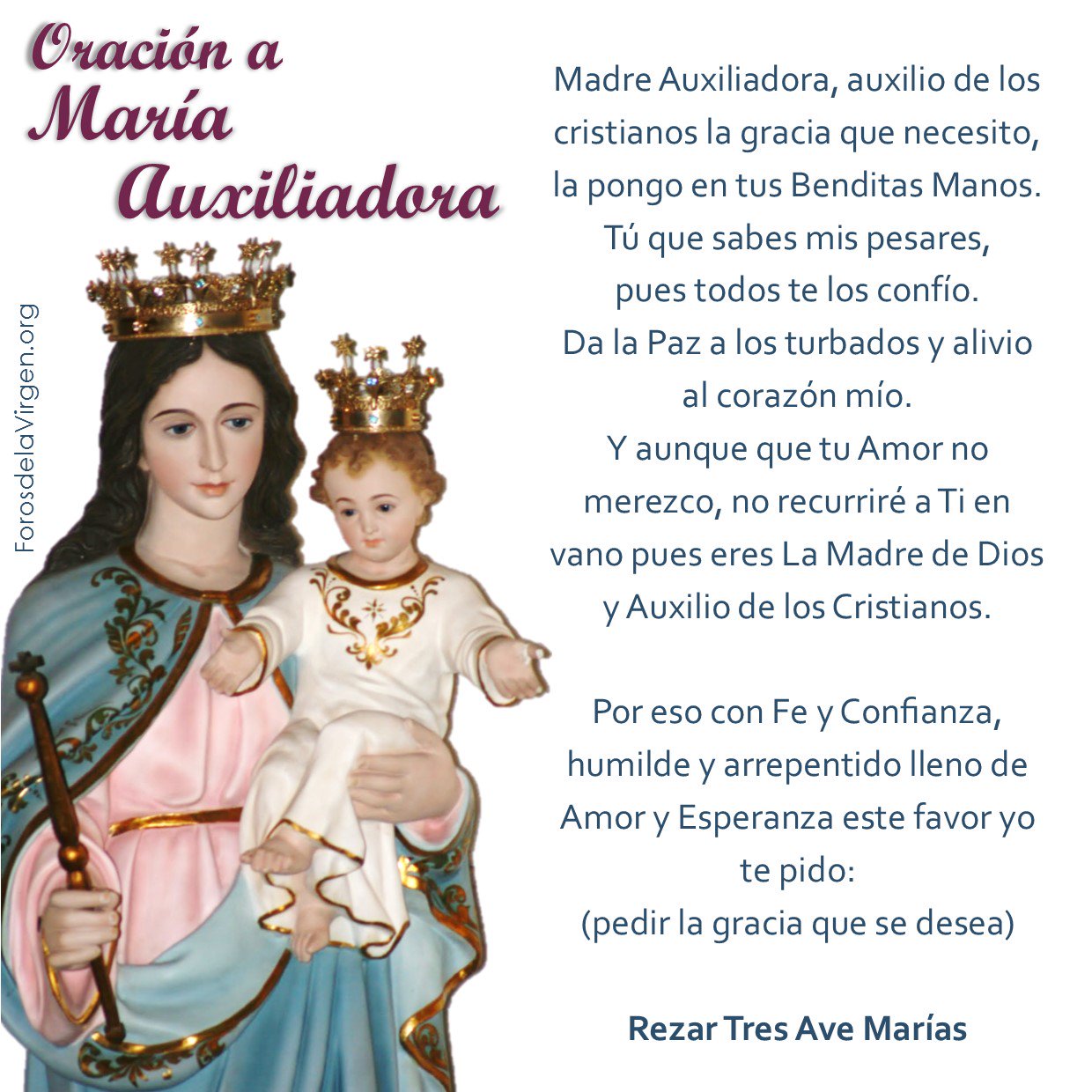 Poema De La Virgen Maria Foros Virgen María on Twitter: "#ORACIÓN A MARÍA AUXILIADORA 🙏