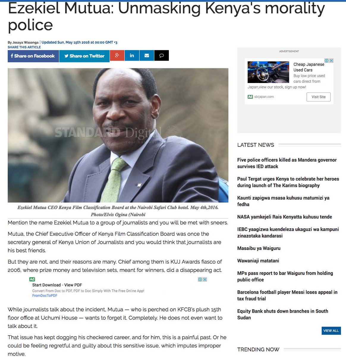 bonifacemwangi's tweet photo. Last year @EzekielMutua and l were interviewed by @LarryMadowo. Now he claims his son cried in the studio but he is lying! Photo evidence. https://t.co/Qksj1mB8AS