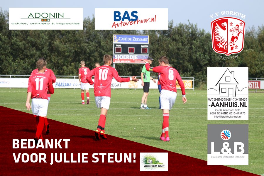 Over 10 dagen gaat Workum O17 deelnemen aan de Arnhem Cup. Bedankt voor jullie steun sponsoren! 👊🏻⚽️<a href="/AdoninBV/">ADONIN B.V.</a> <a href="/TapijthuisSneek/">tapijthuis sneek</a> L&amp;B techniek.