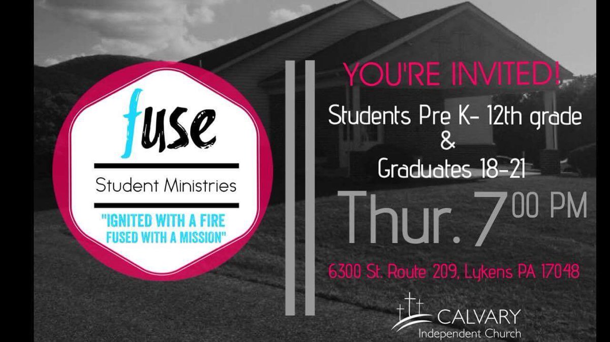 Fuse_CIC's tweet photo. Don’t forget to come out this Thursday to Fuse Student Ministries!! #FuseCIC https://t.co/WmCrypjqTk