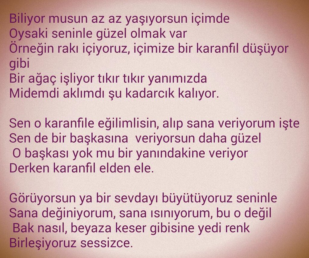 Derken karanfil elden ele...