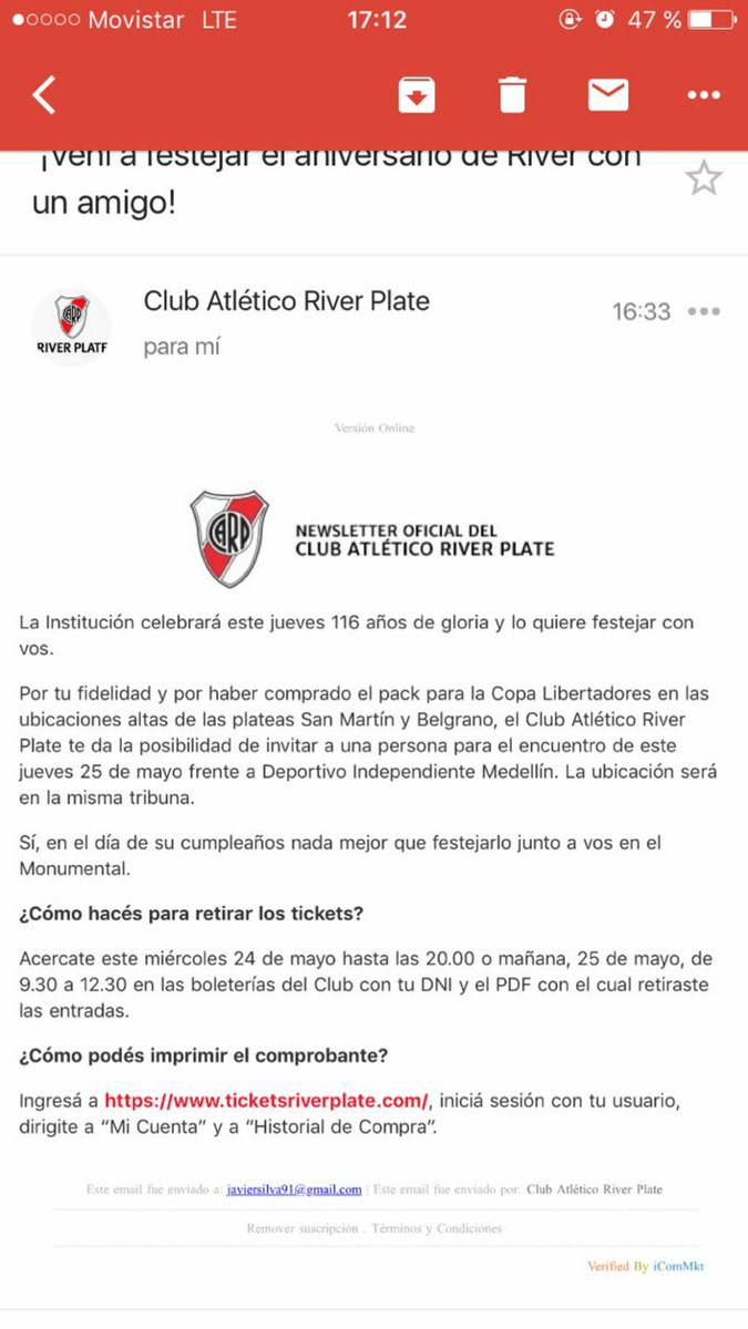 Info importante para los socios que sacaron pack Libertadores