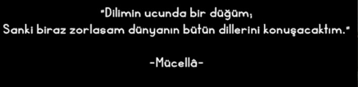 Dilimin ucunda bir düğüm, sanki biraz zorlasam dünyanın bütün dillerini konuşacaktım...(Mücellâ, Nazan Bekiroğlu)
