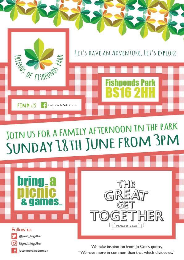 Friends of <a href="/FishpondsPark/">Fishponds Park</a> are having a family afternoon on Sunday 18th June from 3pm. Come join the fun #fun #fishponds