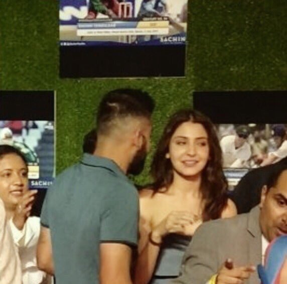 NurseryCenter's tweet photo. More pics (without watermarks) of @AnushkaSharma with @msdhoni &amp; @imVkohli at #SachinPremiere 💙 #Virushka #SachinABillionDreams https://t.co/iboaSpfYat