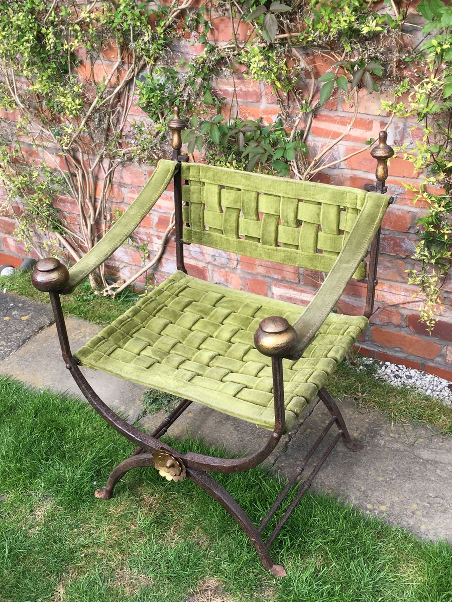DecorativeArts1's tweet photo. Another view of the #curule #savonarola chair with original lattice weave seat and back #hollywoodregency #uklatehour https://t.co/FsRZwtX4ly