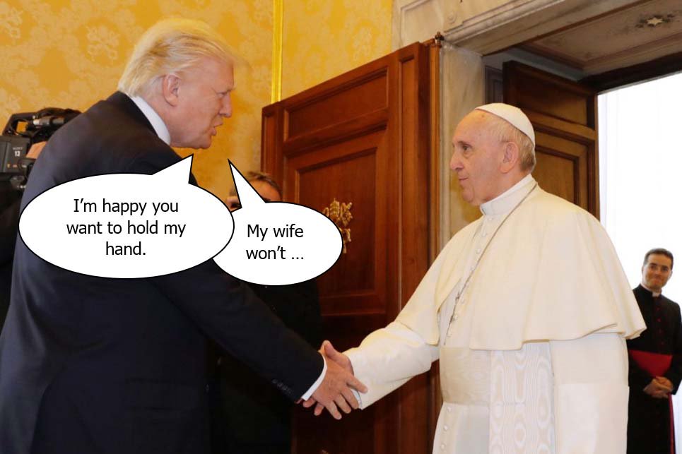 MarcFJGoris's tweet photo. #TrumpInRome #TrumpNotWelcome #Melania @MelaniaTrump #PopeFrancis #HoldMyHand https://t.co/RL81d9Tj3X