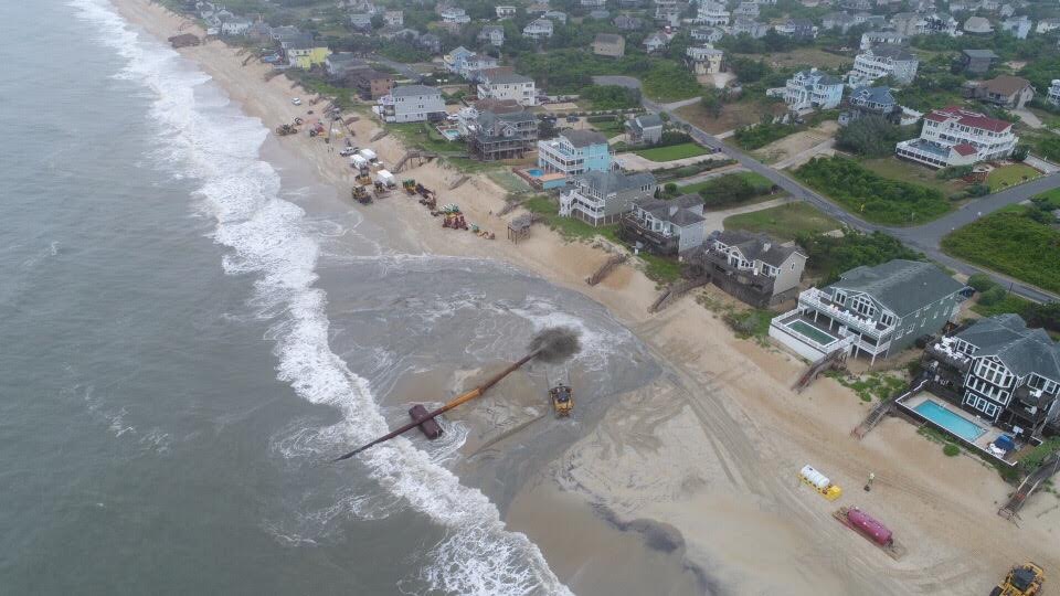 Beach nourishment begins today <a href="/DuckOBX/">Town of Duck</a> ... amazing project to watch! #preservation