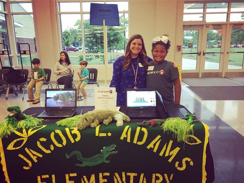 JLAdamsGators's tweet photo. Check out our Gator presenter &amp; her teacher at the Henrico 21 Student Showcase this evening. #Henrico21 #21stcenturyskills @HenricoSchools https://t.co/YXnvHbcfGV