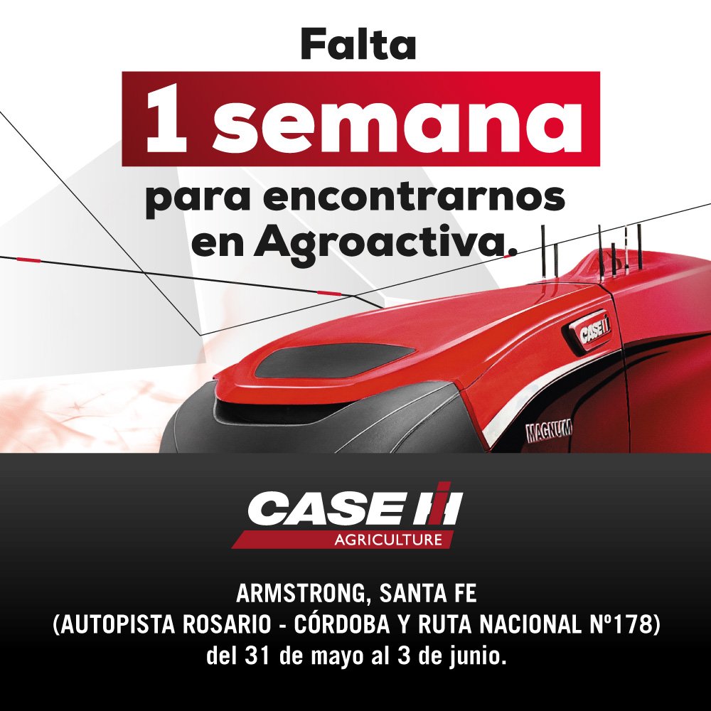 CaseIHArg's tweet photo. No podés perderte la innovación del campo en nuestro stand de @AgroActiva! #BuenJueves #FelizJueves #Agroactiva2017 #CaseIH #TractorAutónomo https://t.co/i1oX0lakCb