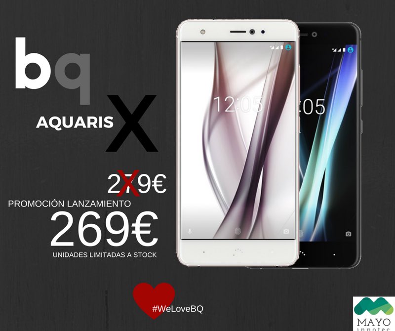 mayoinnotec's tweet photo. Oferta de lanzamiento para el nuevo BQ Aquaris X! PVP 279€, precio promoción 269€ + Funda TPU de regalo! ¡¡Envío gratuito!! https://t.co/esfXlqvMuw