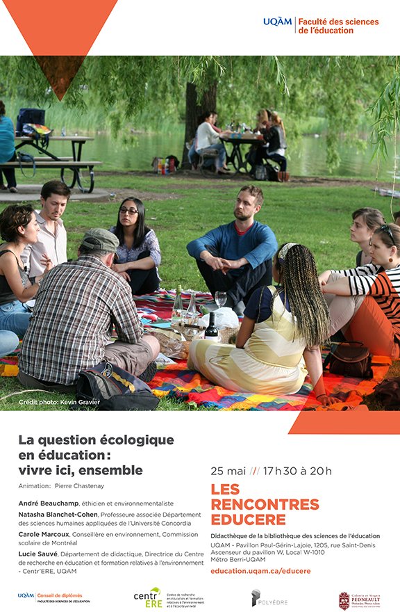 5e Rencontre Educere jeudi 25 mai 17h30 à la didacthèque de <a href="/EducationUQAM/">Éducation UQAM</a> : «La question écologique en éducation : vivre ici, ensemble».