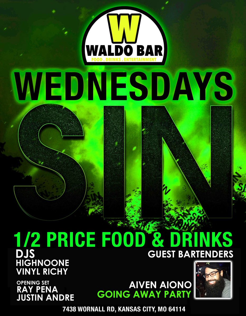 DJ HIGHNOONE (@djhighnoone) on Twitter photo Tonight spinning @waldobar with <a href="/VinylRichy/">Vinyl Richy</a> for service industry night 1/2 off tabs #waldo #waldowednesdays #sinnight Tonight spinning @waldobar with <a href="/VinylRichy/">Vinyl Richy</a> for service industry night 1/2 off tabs #waldo #waldowednesdays #sinnight