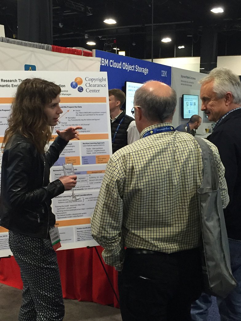 Anna Lyubetskaya discussing CCC's RIghtFind solutions with visitors in booth 548 at #BioIT17. Hear from Anna at 11:40 tomorrow, Track 10.