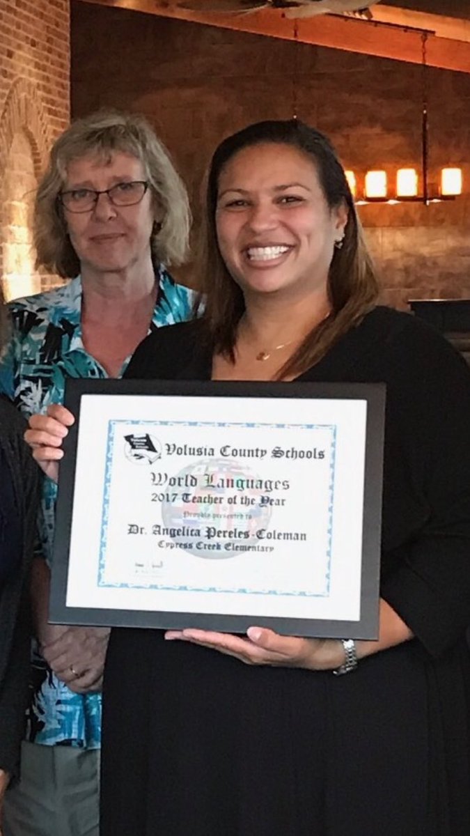 Congratulations to our very own Dra. Pereles-Coleman for <a href="/volusiaschools/">Volusia County Schools</a> World Language Teacher of the Year!! #ottersmatter