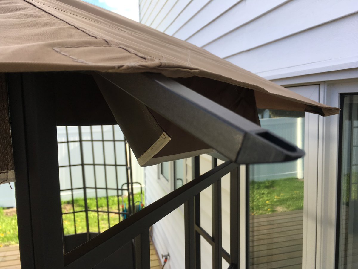kevinnielson's tweet photo. @SunjoyLife Any tips on how to make your canopy fit on the frame?  Also seems to be missing 1 pocket to insert frame. https://t.co/08zUBNbZEm