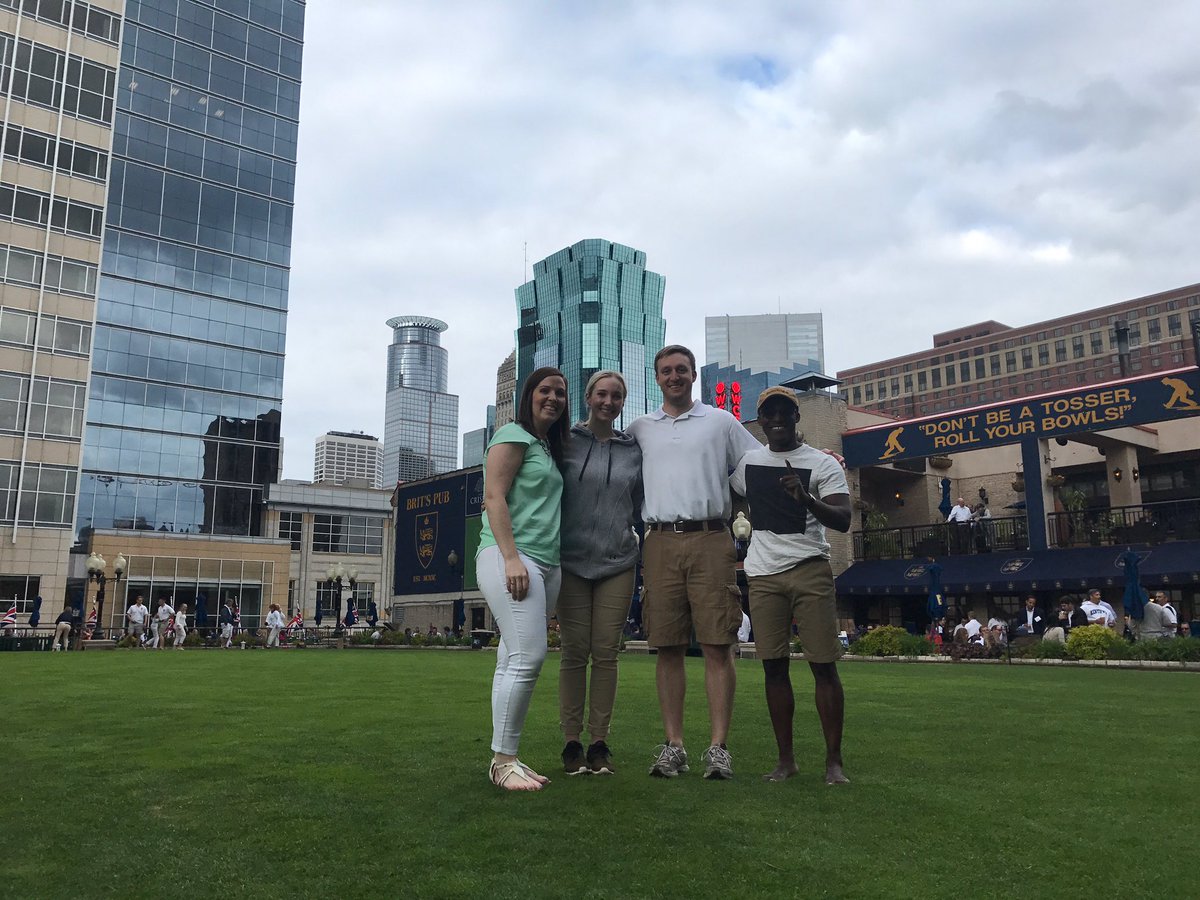 MplsDowntown's tweet photo. This week's motto is "We pretty much won." Thanks to Irv @v91co &amp; MacKenzie/Sarah @gdbpitch for a fun lawn bowling outing at @britspubmpls! https://t.co/KL2AFBlcmx