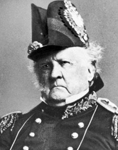 Hero of the Mexican War, but now aged and obese, Gen. Winfield Scott oversaw security during the Wash. Peace Conf. in 1861.