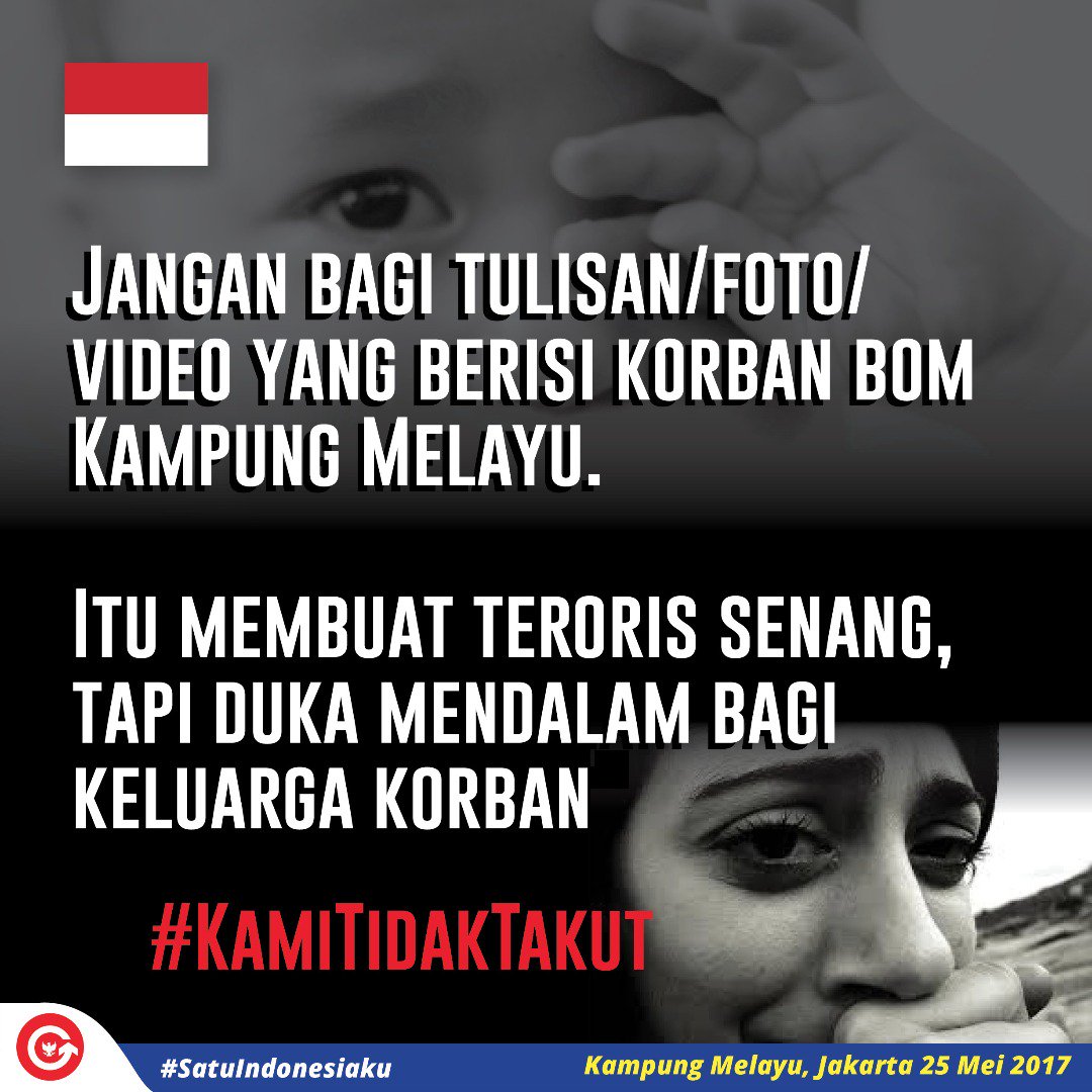 Menyebarkan justru membuat teroris bangga, maka jangan lakukan! #PrayForJakarta #IndonesiaTidakTakut #KamiTidakTakut