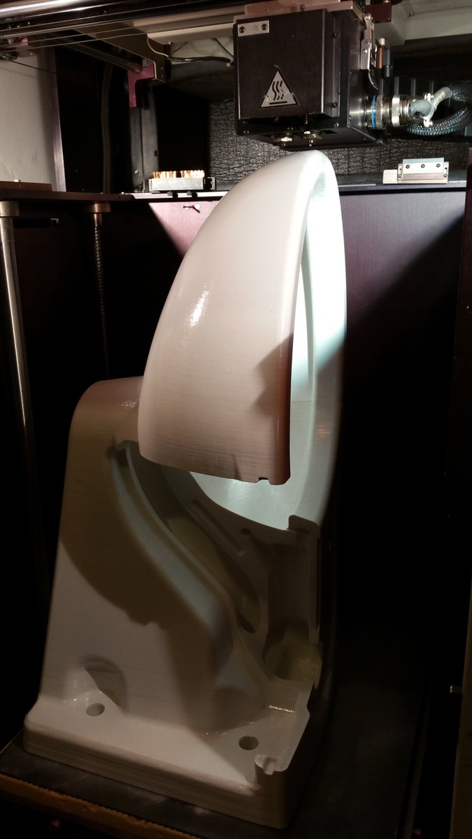 One of my favorite #3DPrinting pics, yes, it's a full size #3DPrinted Wall Mount #Toilet made with #ABSthermoplastic