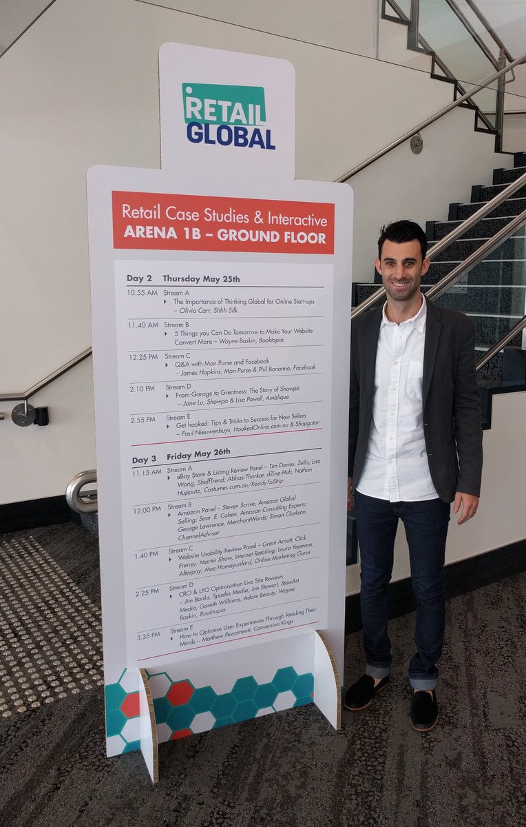 Speaking soon <a href="/RetailGlobalAU/">Retail Global Gold Coast</a>. 1140 in the Arena about Conversion Optimisation. Come watch if you want to make more sales. #RetailGlobal