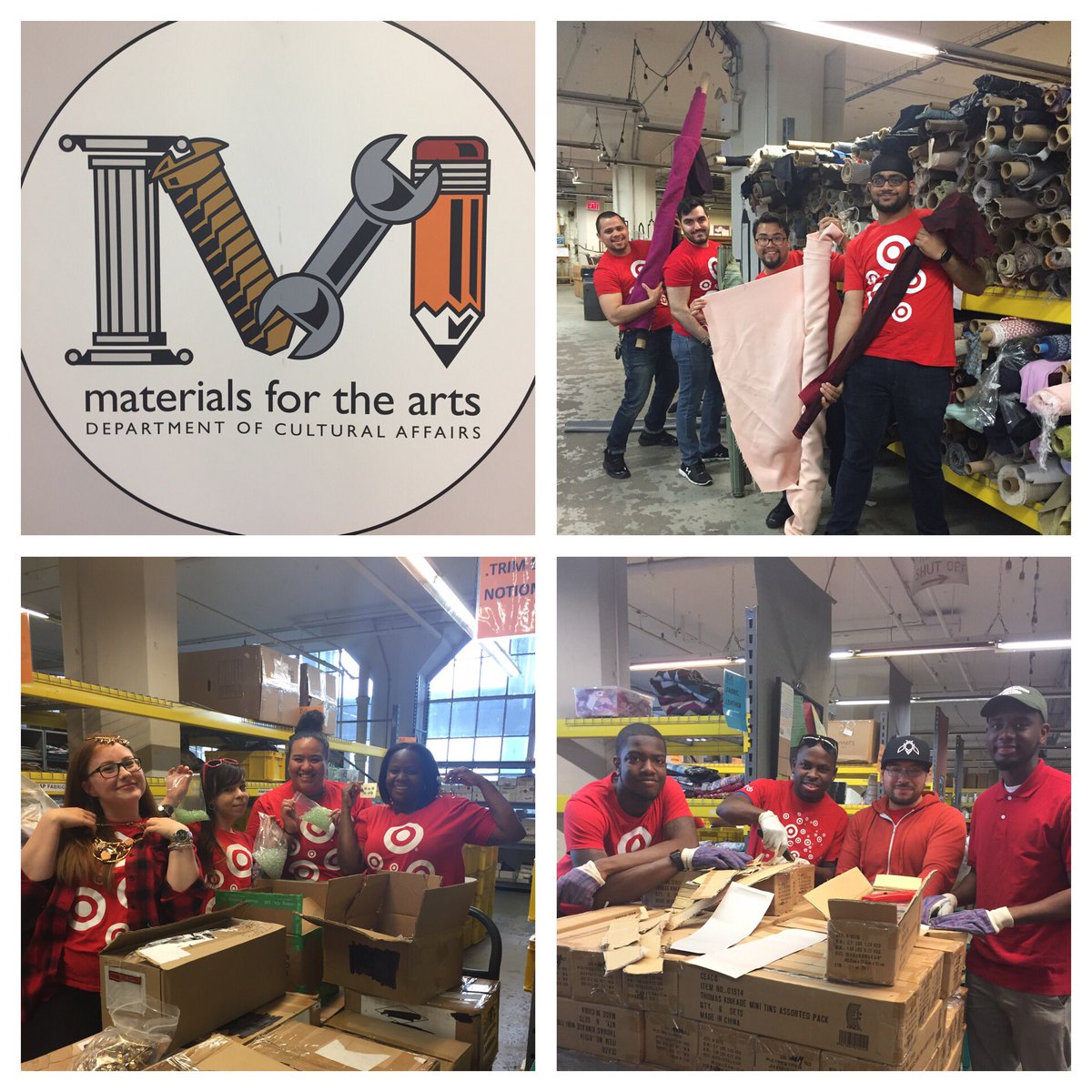 KellyMcGarrity's tweet photo. T1344 team leader volunteer night. Materials for the Arts the largest re-use re-cycle center on the east coast.  #wearetarget @ElisaTJuarez https://t.co/6HLavv2Yzz