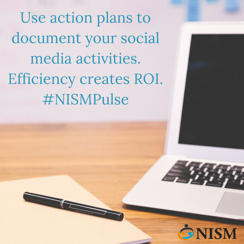 nismonline's tweet photo. Use action plans to document your social media activities. Efficiency creates ROI. #NISMPulse https://t.co/xmTj6CwvY2 https://t.co/TFTJC9lT0p