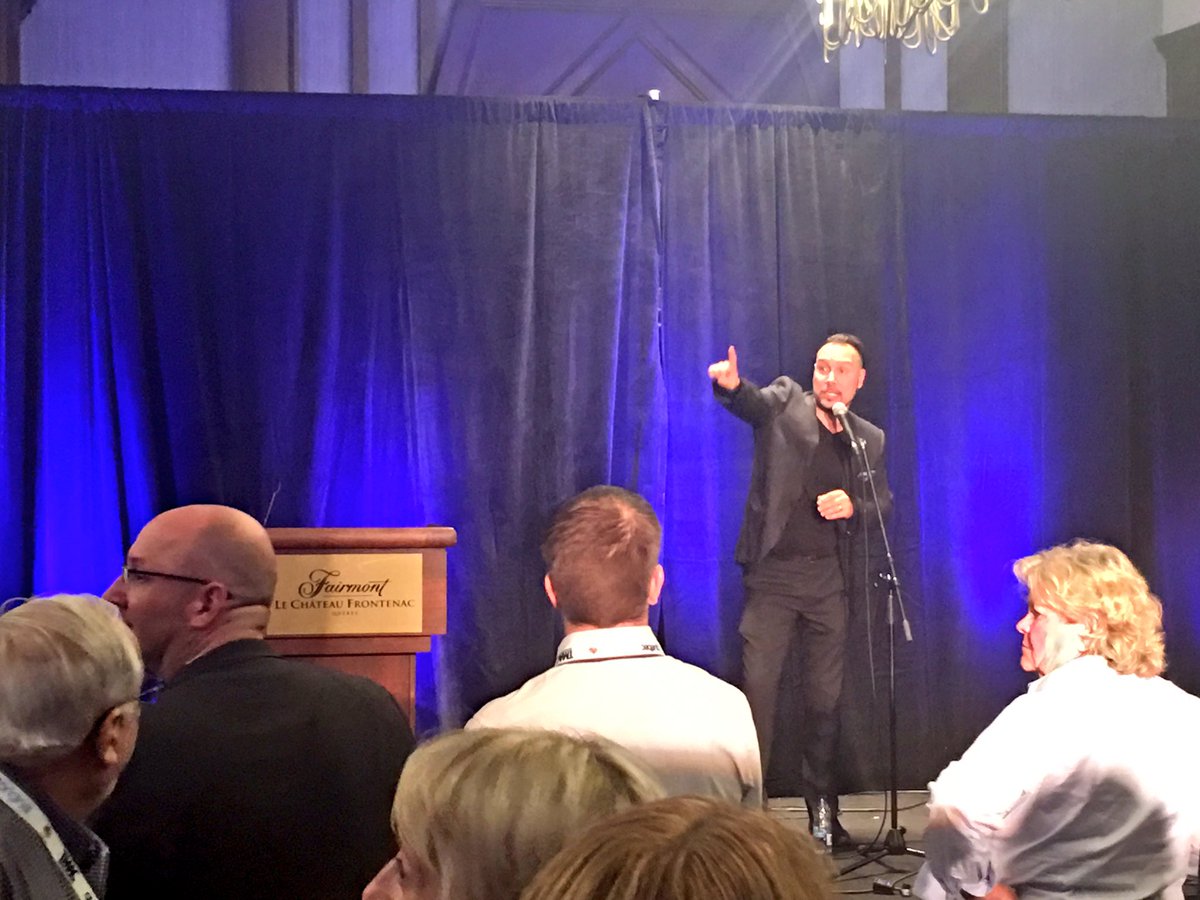 AmyChenPR's tweet photo. Woohoo! The amazing @jerrythegry is back to rock the stage at #TMACQuebec w/ @TravelMediaCA during reception @FairmontFronten. #travel https://t.co/CaftiW7p4g