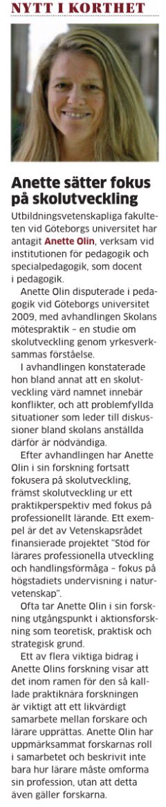c_lofving's tweet photo. Snyggt, @anetteolingu ! Hittas i dagens GP. #nu_docent #aktionsforskning #skolutveckling #gu https://t.co/iZndwQVtut