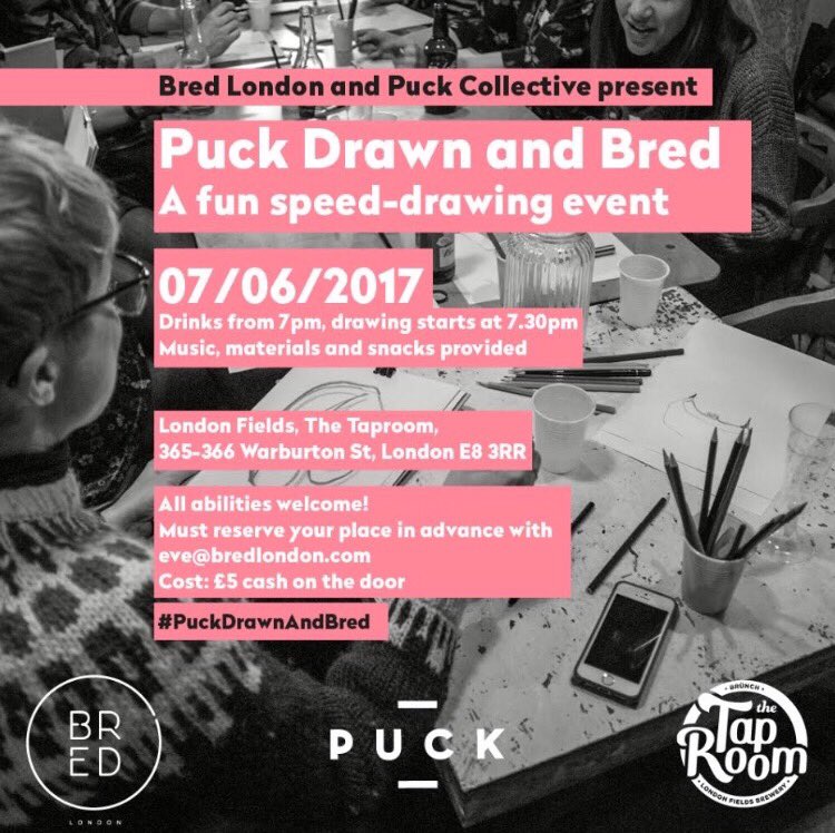 Puck Drawn and Bred is back! 
A night of speed drawing, music &amp; drinks!

email <a href="/bredlondon/">@BredLondon</a> —eve@bredlondon.com 
#puckdrawnandbred