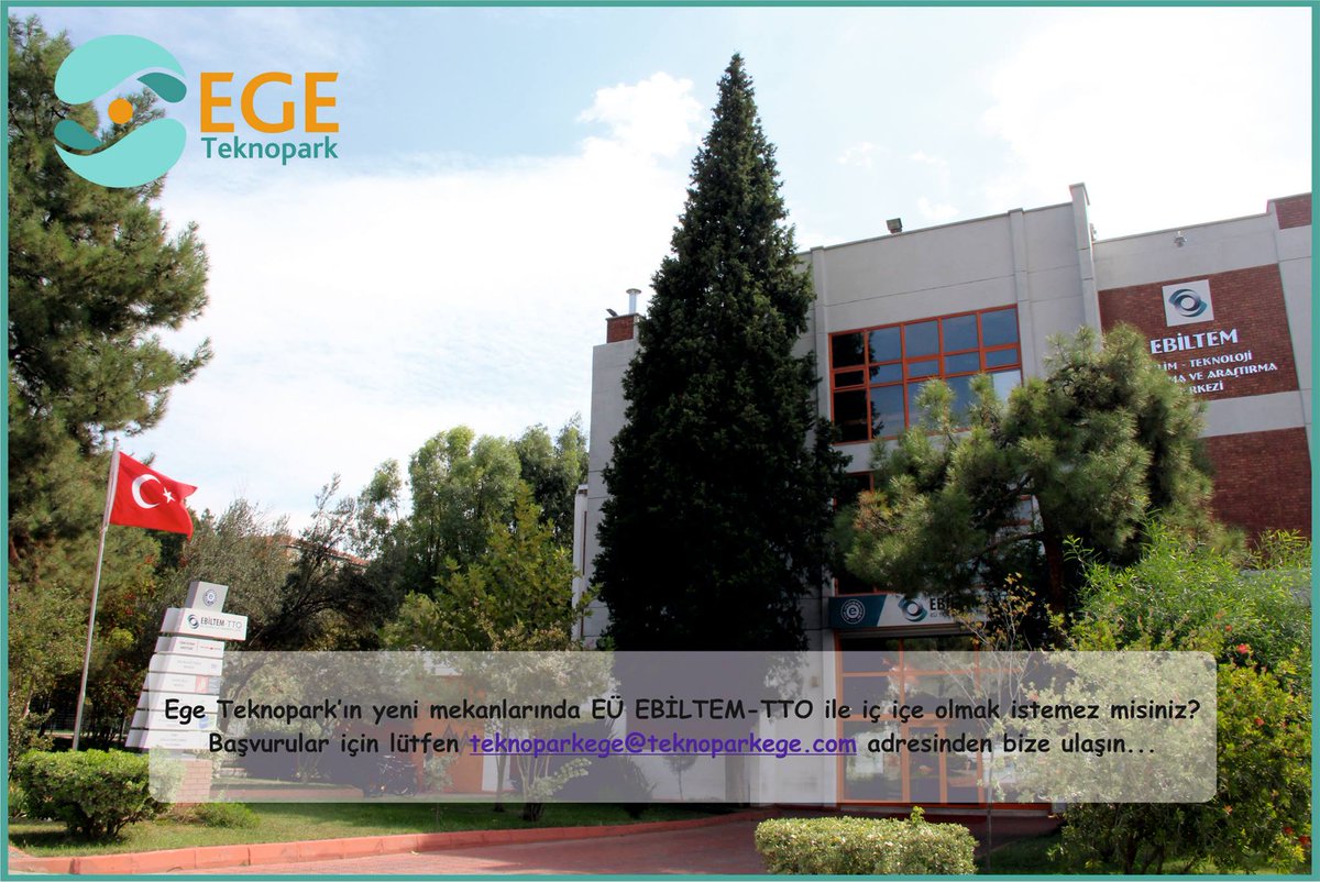 EGETeknopark's tweet photo. Ege Teknopark’ın yeni mekanlarında EÜ EBİLTEM-TTO ile iç içe olmak istemez misiniz? Başvuru: teknoparkege@teknoparkege.com @ebiltemtto https://t.co/dGd8vtmoAr