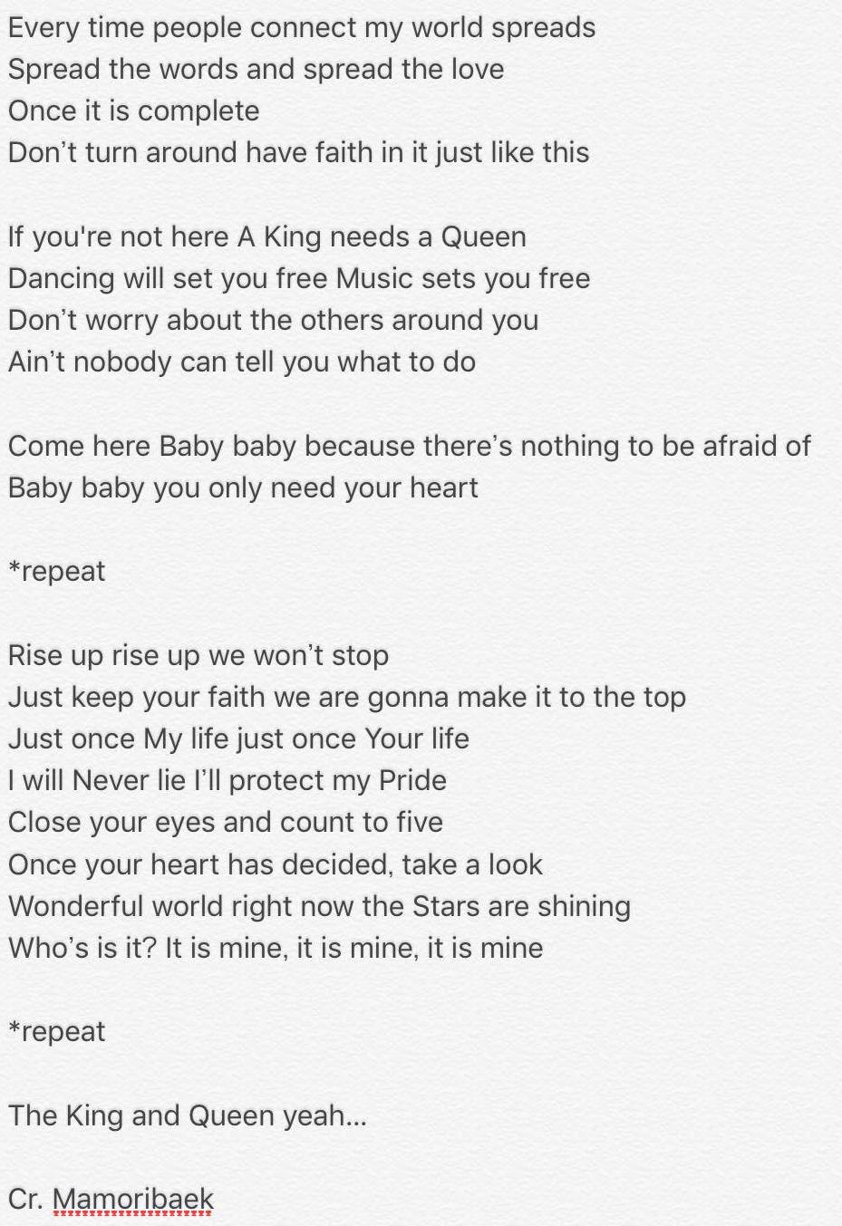 KING AND QUEEN LYRICS by KING & QUEEN: Spending all night Walking