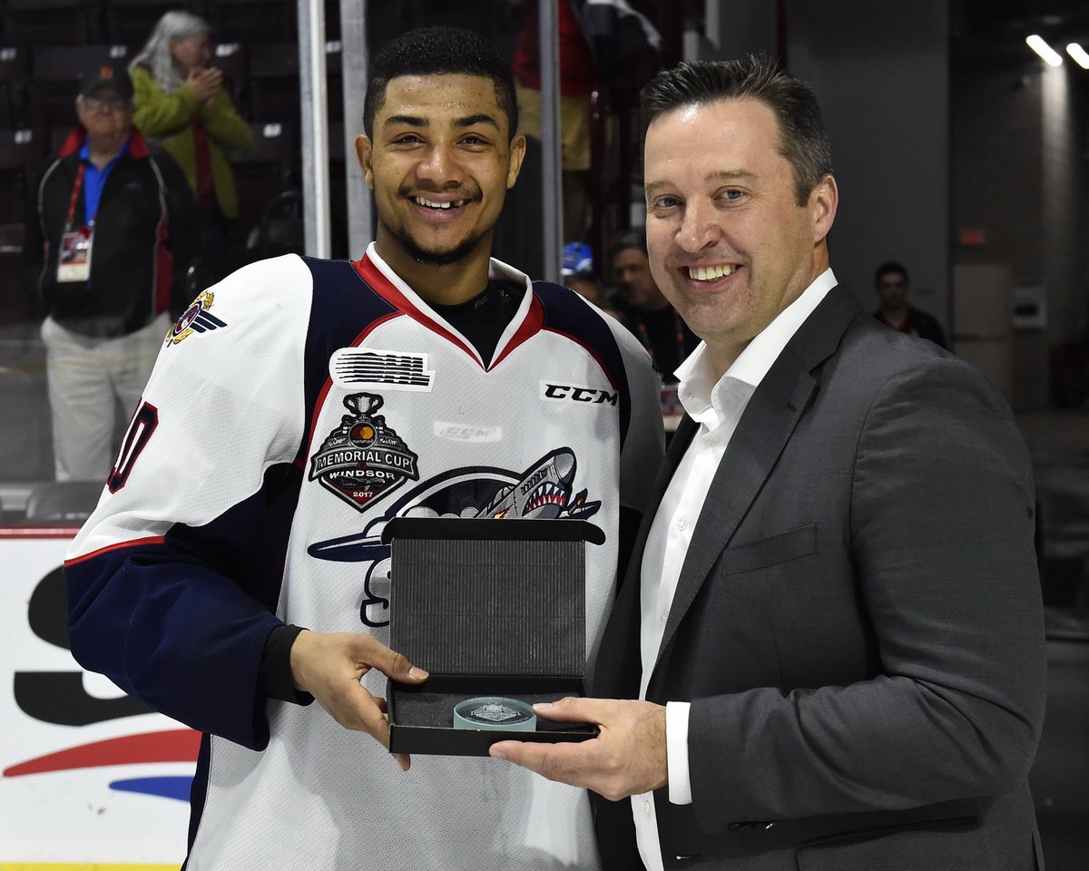 OHLHockey's tweet photo. 🎩🎩🎩

Looking good, @addy1zero.

Next stop #MCMemorialCup Final. https://t.co/IKY2SAMKbe