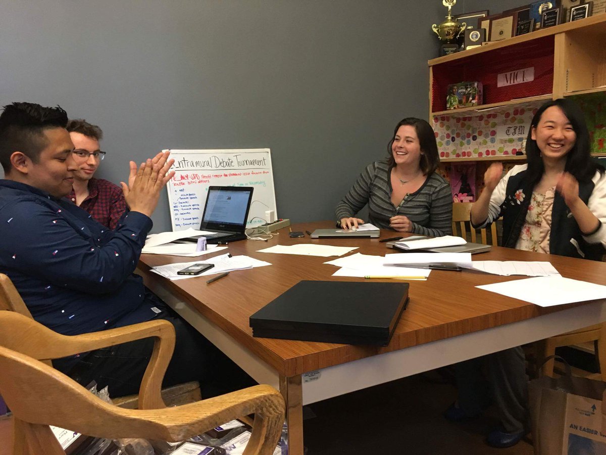 Congrats to these two teams for making it to the final round of the intramural debate tournament! #UWIDT