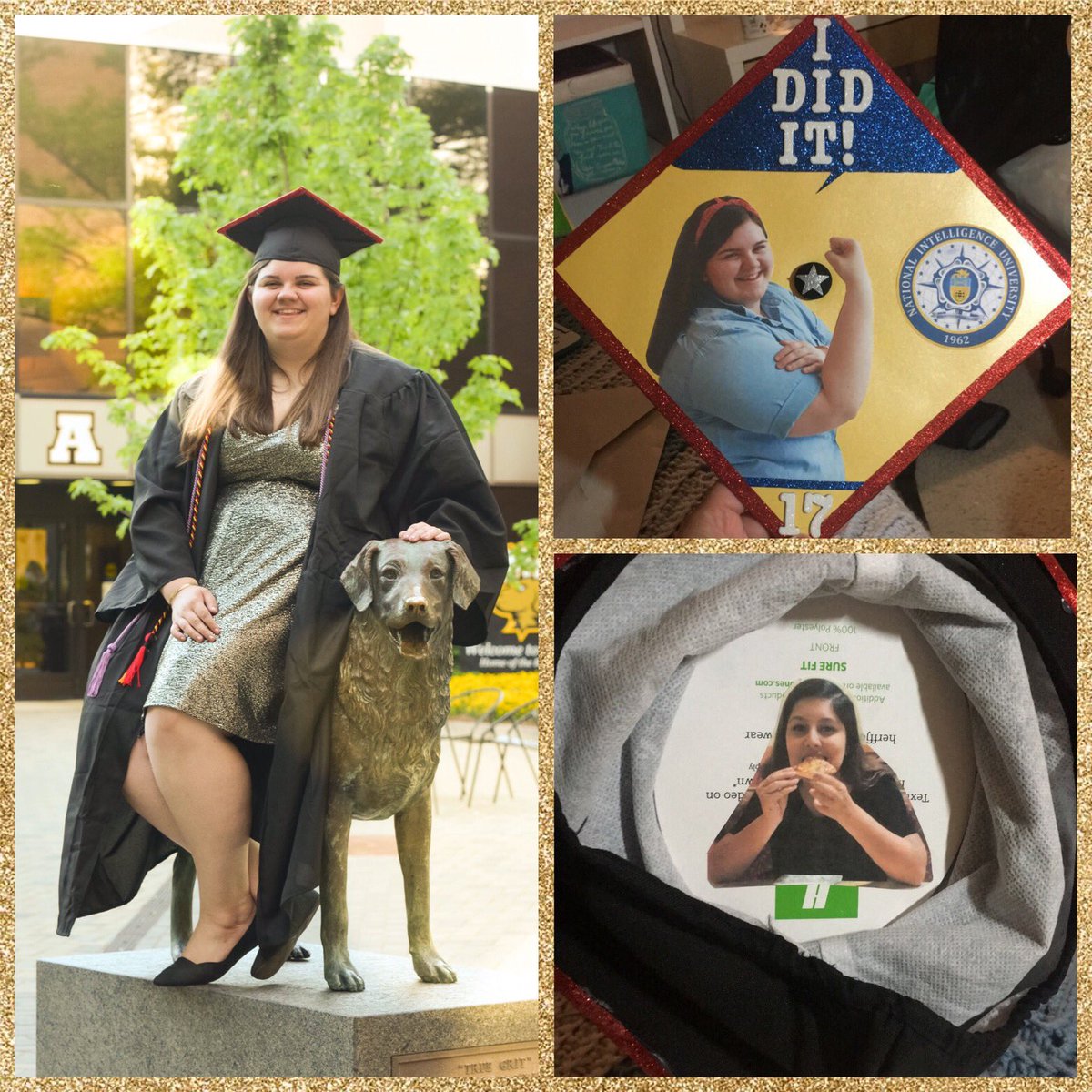 slilly34's tweet photo. Somehow I passed enough classes that they gave me a robe and some cardboard with fabric on it. #UMBCgrad @UMBC #UMBC17 https://t.co/9Uj2VprAkm