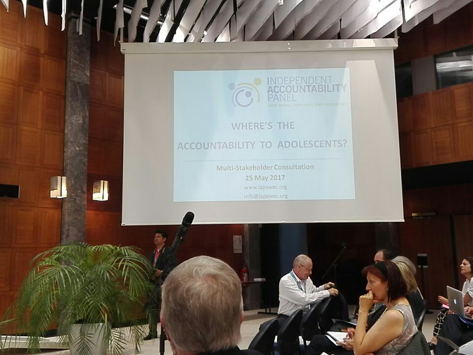 IFMSA's tweet photo. At the International Accountability Panel Consultation on Adolescents @UN_EWEC  #adolescenthealth #WHA70 #yWHA https://t.co/buDZcGAxwj