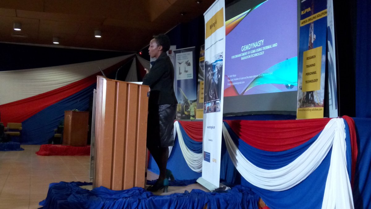 GeothermalKe's tweet photo. #3rdmining4i Sally Njogu presenting her innovation on enhancement of gemstones at the @mining4i cc @MadiniKenya @Strathmore_SEIC https://t.co/8LvvRE5Esz