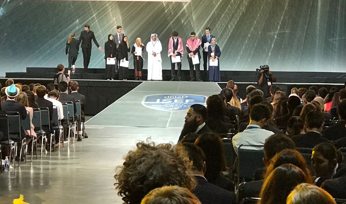 CAM_Qatar's tweet photo. CAM’s #AlBairaq Student’s Project wins Special Awards in Intel International Science and Engineering Fair 2017 at Los Angeles #intelisef2017 https://t.co/bansHx0G3u