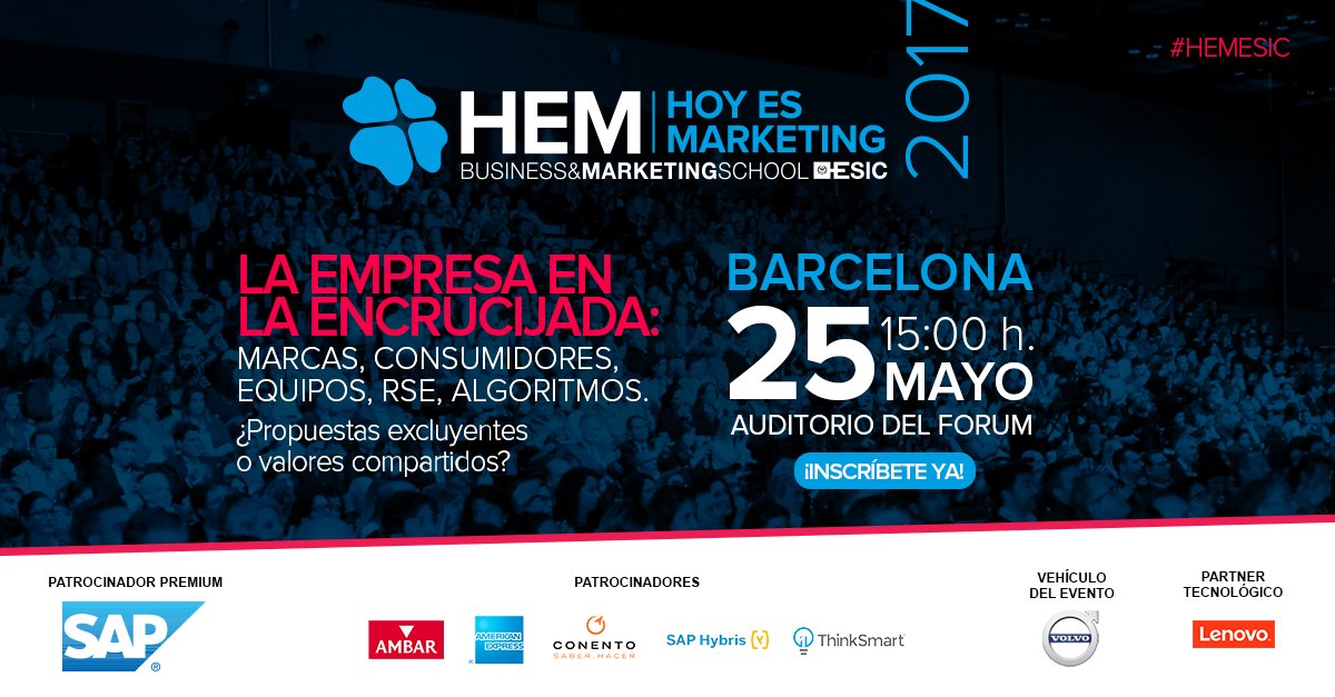 ¡Llegó el gran día! En #HEMESIC debatiremos hoy sobre el #Marketing, la comunicación y la economía digital mtr.cool/waksska