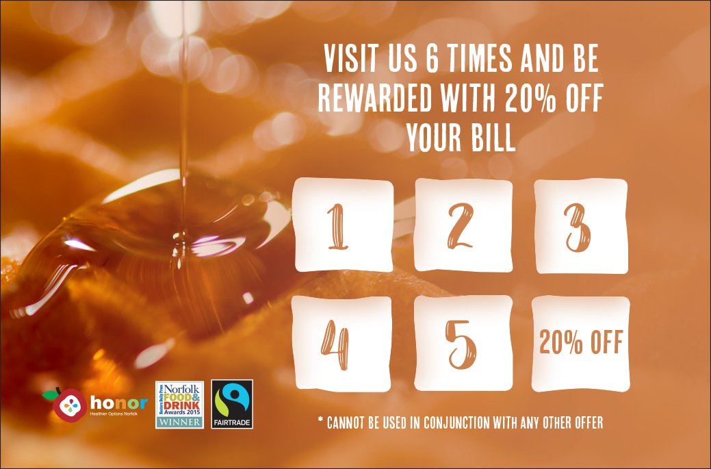 Don't forget to pick up one of our loyalty cards - visit us 6 times and get 20% off your next bill!!