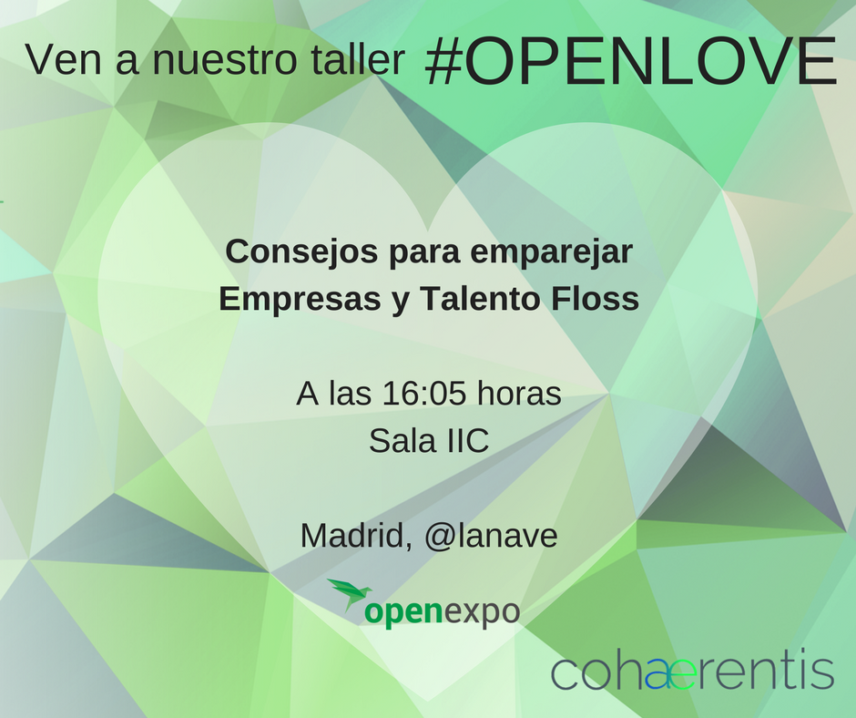 Cohaerentis's tweet photo. El 1 de Junio tenemos una cita importante en #openexpo, con nuestra Directora de talento @Anacanasgarcia #openlove ¿Te apuntas? @OpenExpoES https://t.co/nqIQq4FEbc