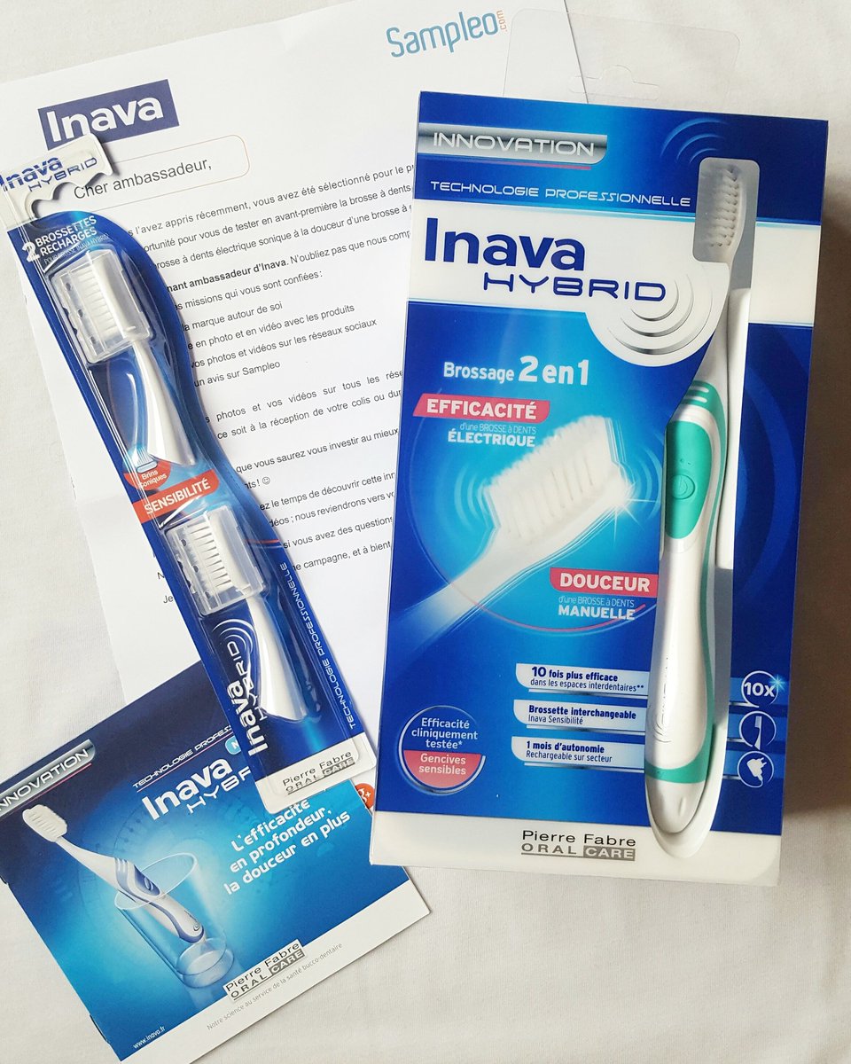 lafine23's tweet photo. #inavahybrid
Grâce à sampleo j'ai pu tester la brosse a dents électrique de chez @inavabybrid super belle découverte je recommande https://t.co/FHxOxCw9rG