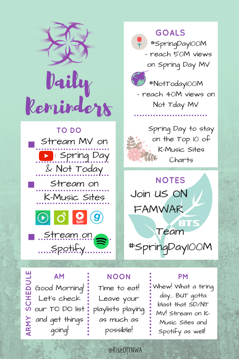 Rise_of_BTS's tweet photo. #You_Never_Stream_Alone
Join us on #FamWars #CypherWars! Undecided? Join #TeamSpringDay! #SpringDay100M https://t.co/ecOtLK0uAF