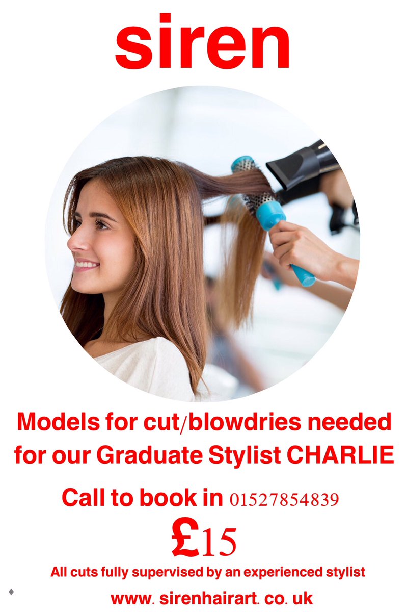 sirenhairart1's tweet photo. Book in with Charlie for cut/blowdry only ยฃ15 01527854839 #sirenhairart #studley #graduatestylist #professional https://t.co/2ww8cAi1Pp