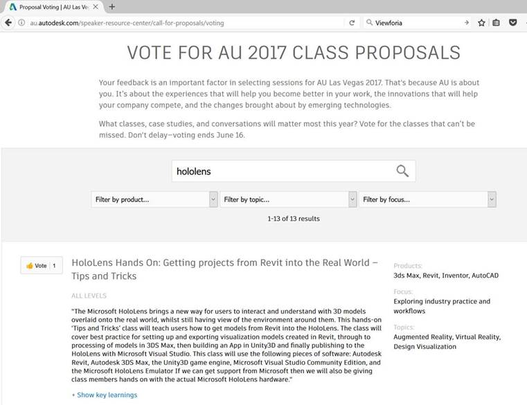 FulcroAT's tweet photo. Our @HoloLens #AU2017 class needs votes! Please visit: https://t.co/gelPkn1i4L and show your support for 'HoloLens Hands On' - #ukbimcrew https://t.co/5AJOd5GQjF