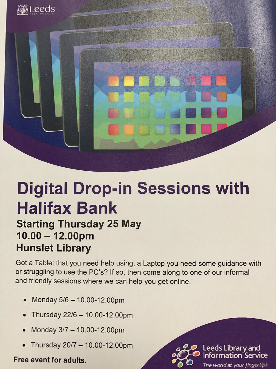 shoegal192's tweet image. @AskHalifaxBank popping into #HunsletLibrary to help with any digital enquiries #getonline #libraries #learningsessions @leedslibraries